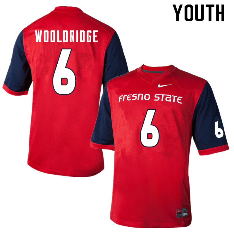 Youth #6 Ben Wooldridge Fresno State Bulldogs College Football Jerseys Sale-Red